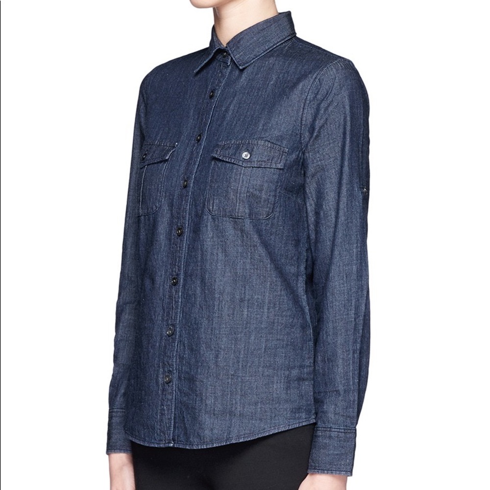 J crew chambray denim button front shirt